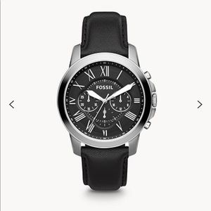 Fossil Grant Chronograph Black Leather Watch